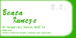 beata kuncze business card